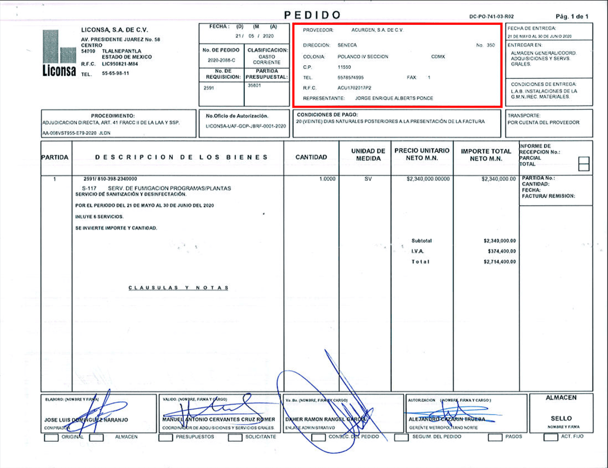 En los contratos que ganó con Segalmex, Acurgen, propiedad de Alberts Ponce, dio como su domicilio Séneca 350, propiedad ligada a los Bartlett